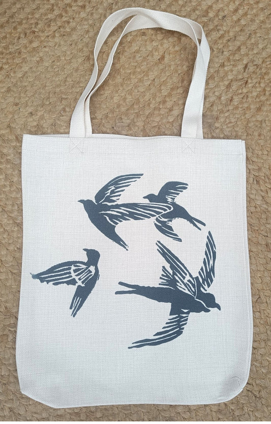 'Circling Swifts' Linen Tote Bags