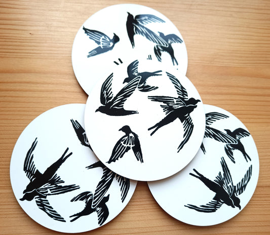 4 Circling Swift Round Coasters